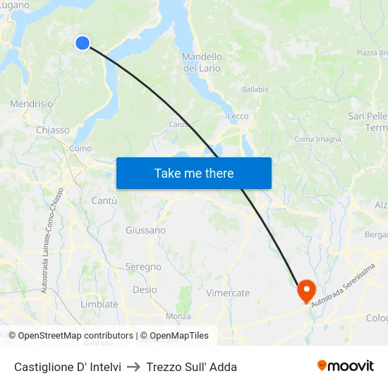 Castiglione D' Intelvi to Trezzo Sull' Adda map