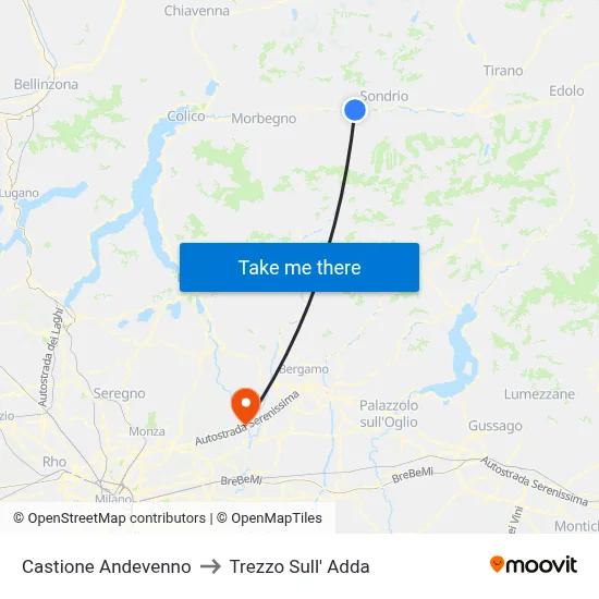 Castione Andevenno to Trezzo Sull' Adda map