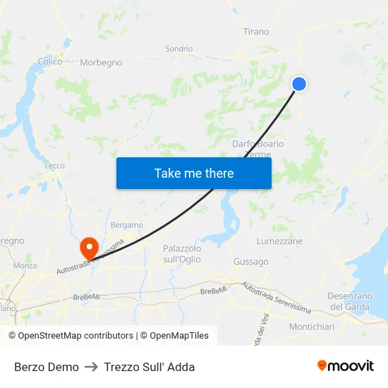 Berzo Demo to Trezzo Sull' Adda map