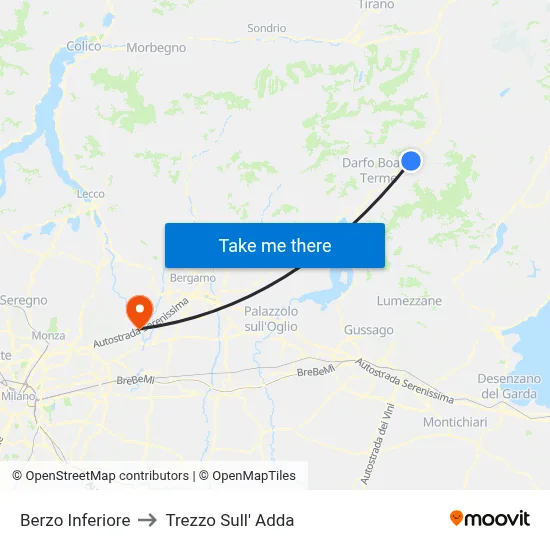 Berzo Inferiore to Trezzo Sull' Adda map