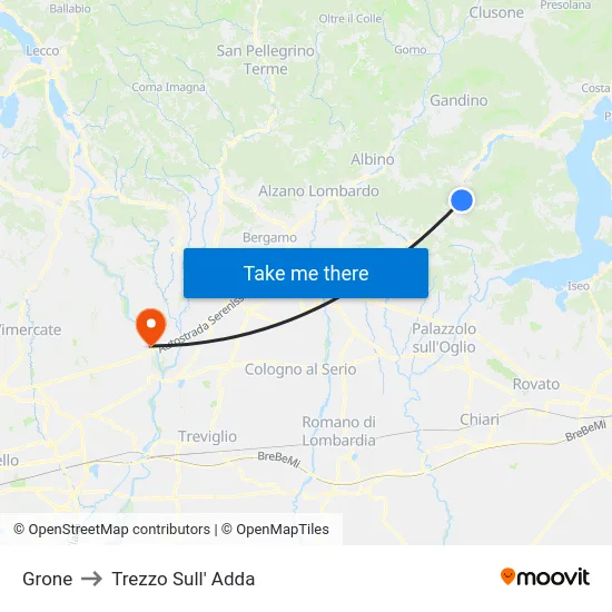 Grone to Trezzo Sull' Adda map