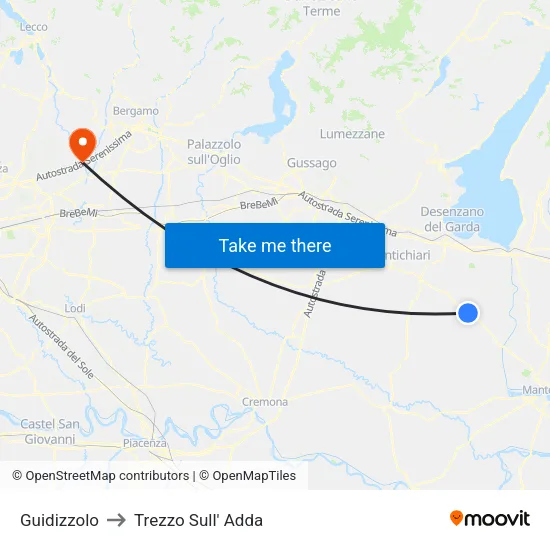 Guidizzolo to Trezzo Sull' Adda map