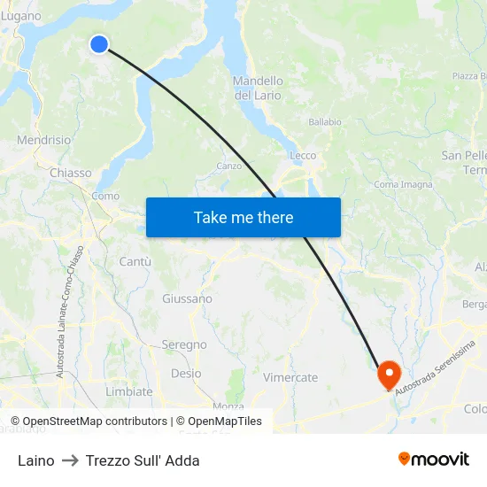 Laino to Trezzo Sull' Adda map