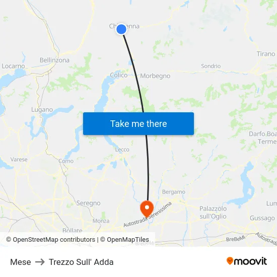 Mese to Trezzo Sull' Adda map