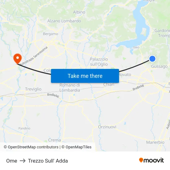Ome to Trezzo Sull' Adda map