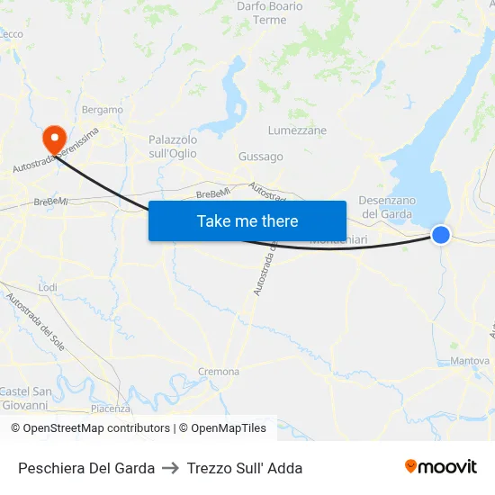 Peschiera Del Garda to Trezzo Sull' Adda map