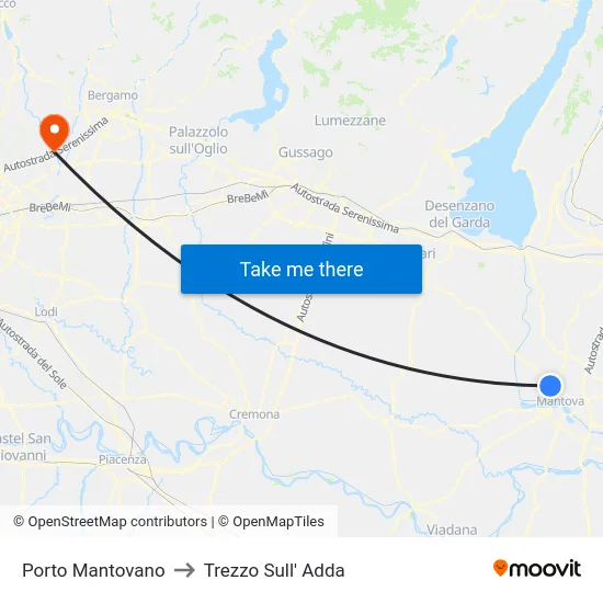 Porto Mantovano to Trezzo Sull' Adda map