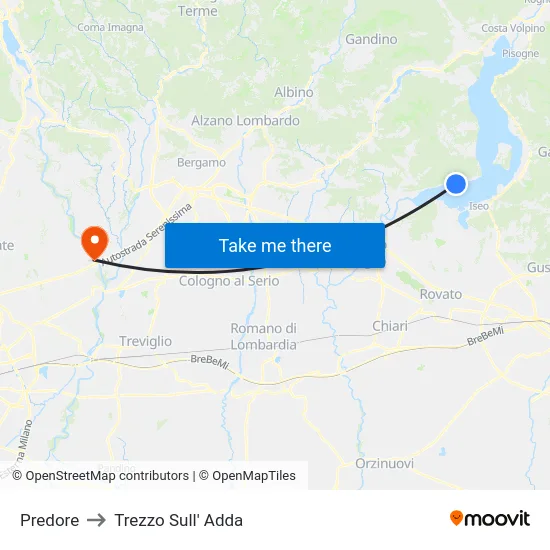 Predore to Trezzo Sull' Adda map