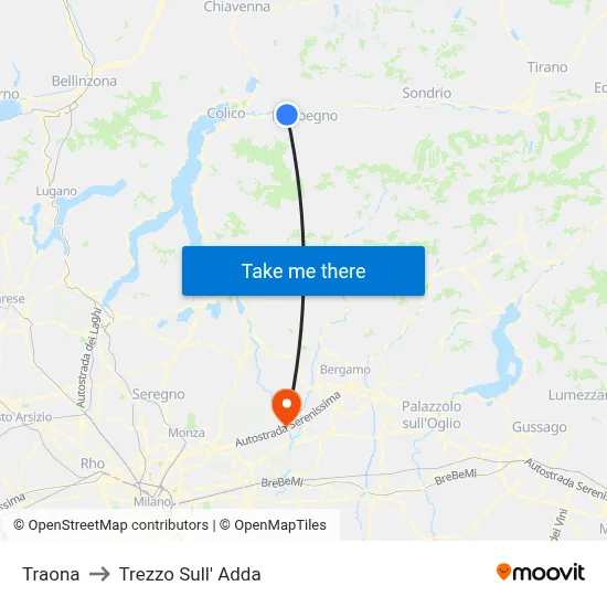 Traona to Trezzo Sull' Adda map