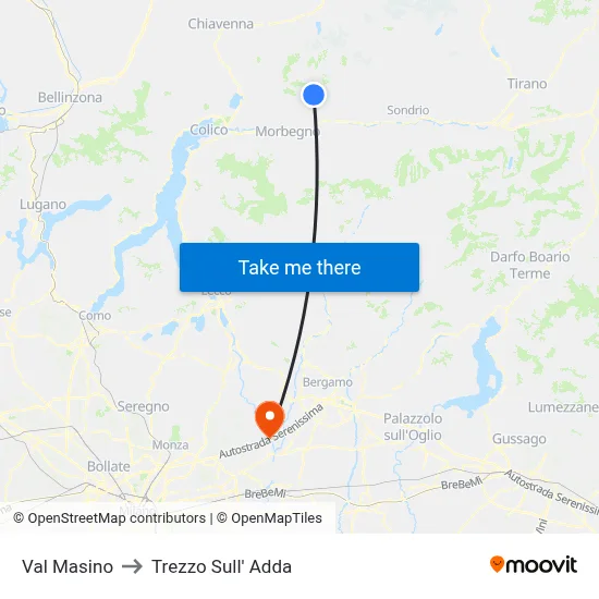 Val Masino to Trezzo Sull' Adda map