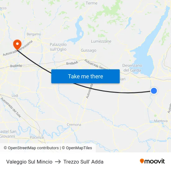 Valeggio Sul Mincio to Trezzo Sull' Adda map