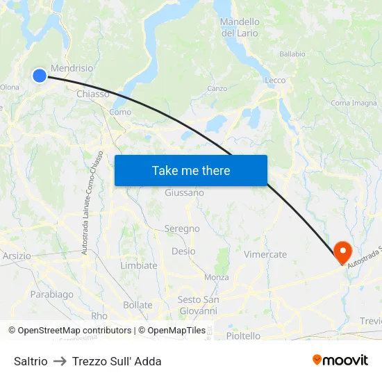 Saltrio to Trezzo Sull' Adda map