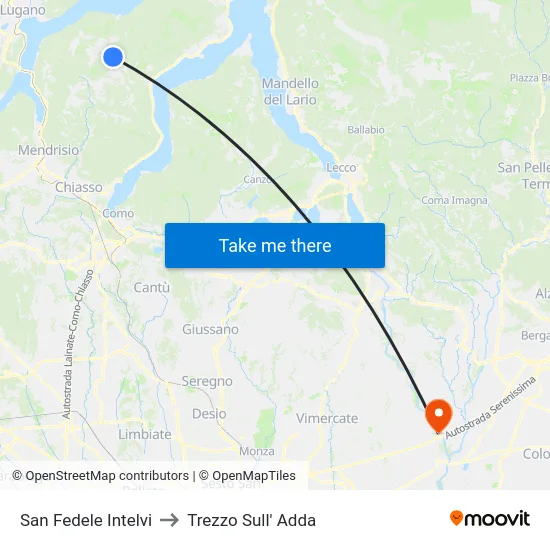 San Fedele Intelvi to Trezzo Sull' Adda map