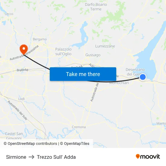 Sirmione to Trezzo Sull' Adda map