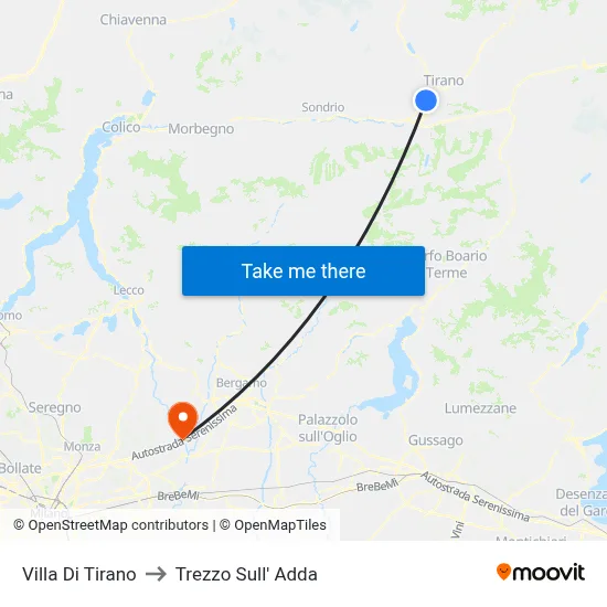 Villa Di Tirano to Trezzo Sull' Adda map