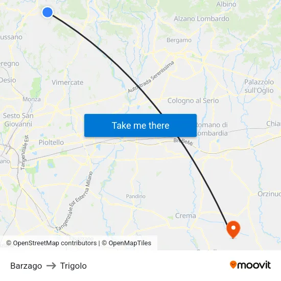 Barzago to Trigolo map