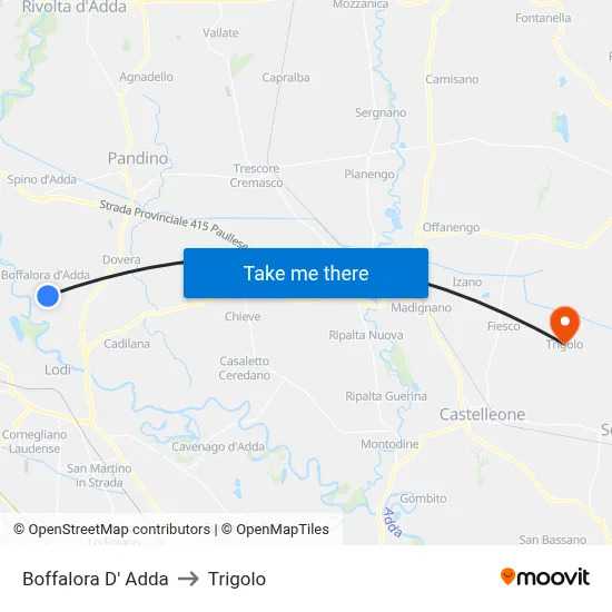 Boffalora D'Adda to Trigolo map