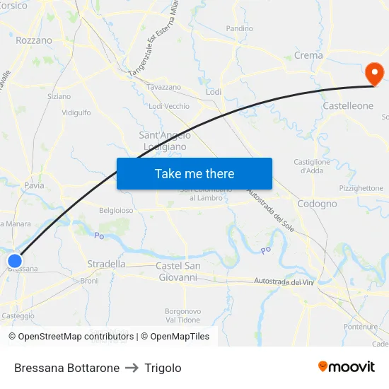 Bressana Bottarone to Trigolo map