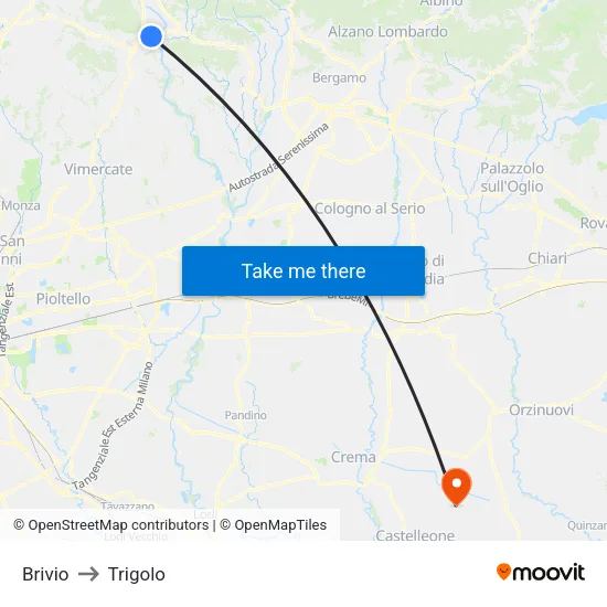 Brivio to Trigolo map