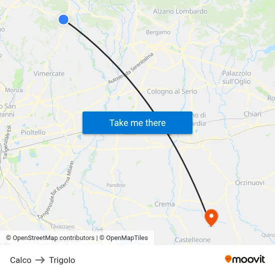 Calco to Trigolo map