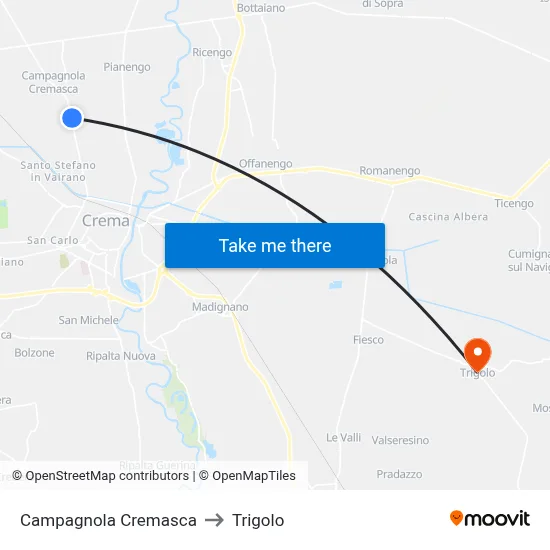 Campagnola Cremasca to Trigolo map