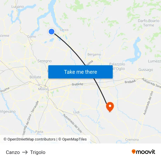 Canzo to Trigolo map