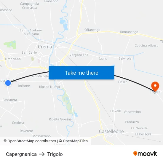 Capergnanica to Trigolo map