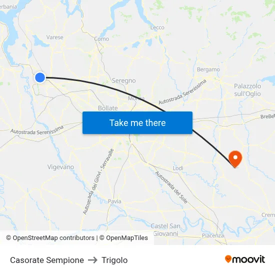 Casorate Sempione to Trigolo map