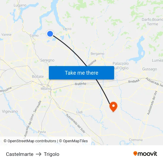 Castelmarte to Trigolo map