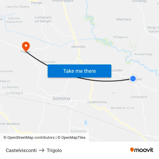 Castelvisconti to Trigolo map