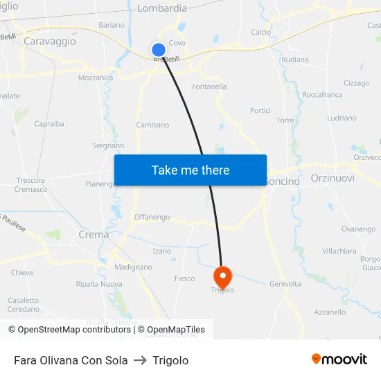 Fara Olivana Con Sola to Trigolo map