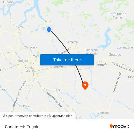 Garlate to Trigolo map