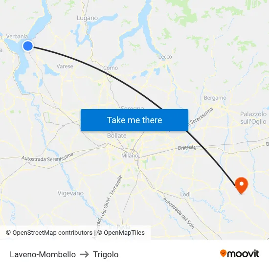 Laveno-Mombello to Trigolo map
