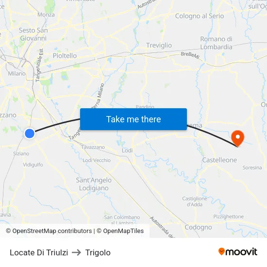 Locate di Triulzi to Trigolo map