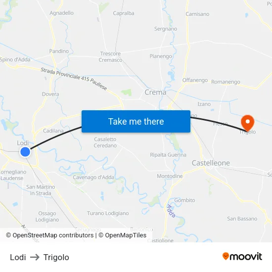 Lodi to Trigolo map