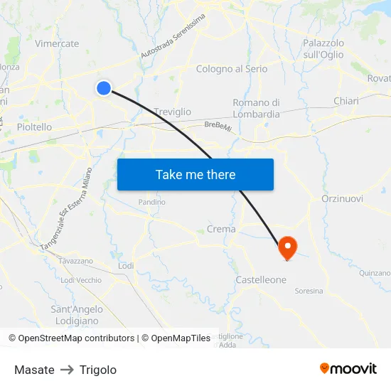 Masate to Trigolo map