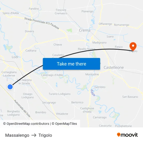 Massalengo to Trigolo map