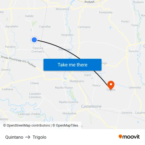 Quintano to Trigolo map