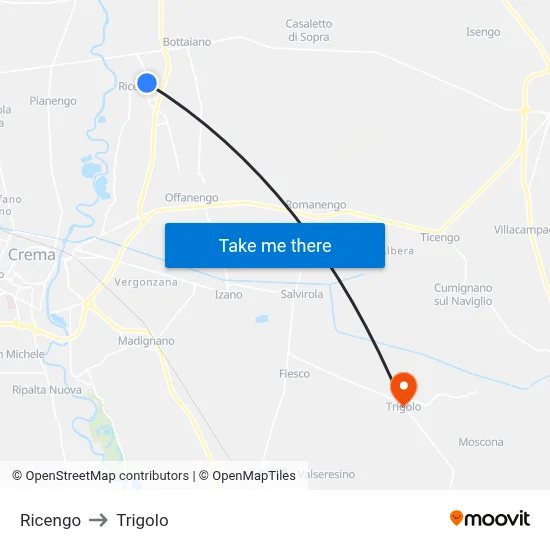 Ricengo to Trigolo map