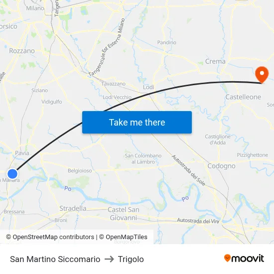 San Martino Siccomario to Trigolo map