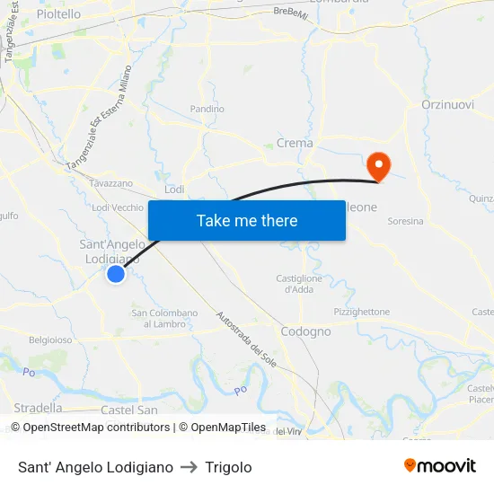 Sant' Angelo Lodigiano to Trigolo map