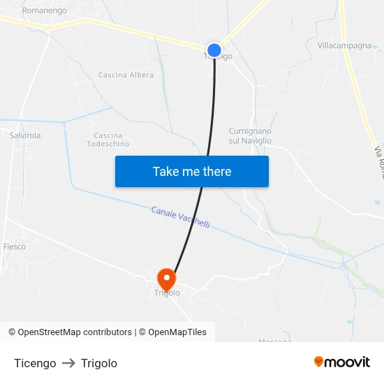 Ticengo to Trigolo map