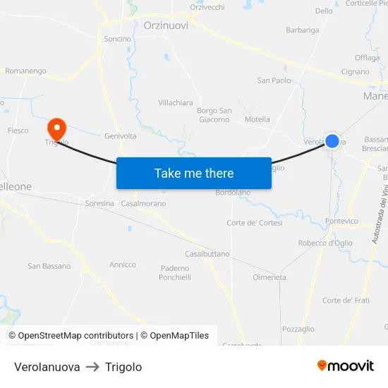 Verolanuova to Trigolo map