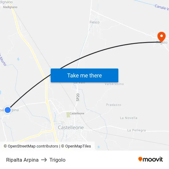 Ripalta Arpina to Trigolo map