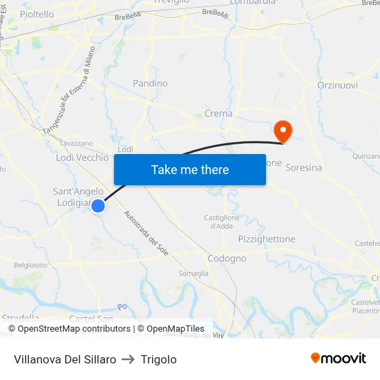 Villanova Del Sillaro to Trigolo map