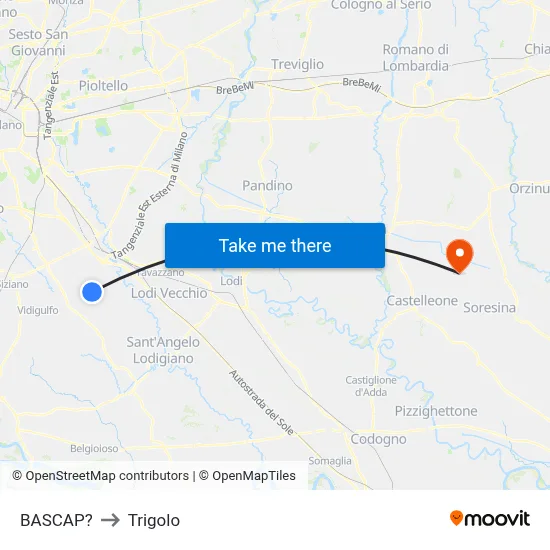 Bascap to Trigolo map
