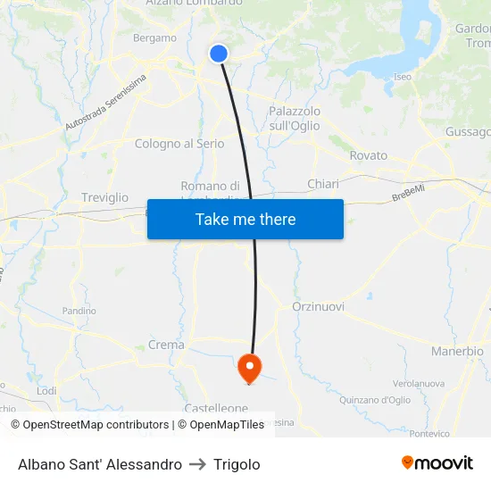 Albano Sant' Alessandro to Trigolo map