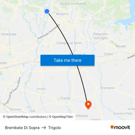 Brembate Di Sopra to Trigolo map