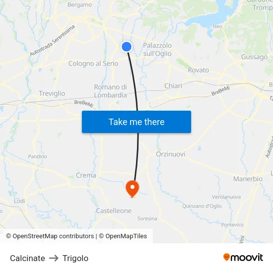 Calcinate to Trigolo map