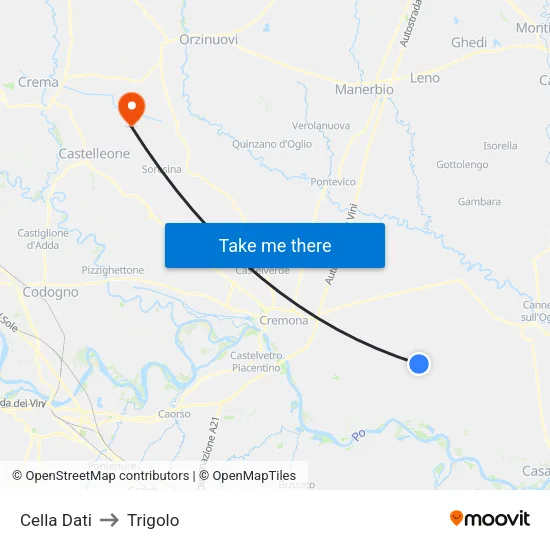 Cella Dati to Trigolo map